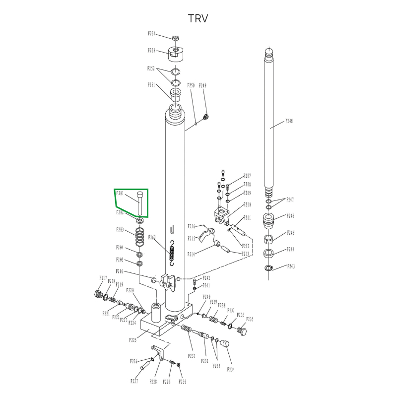 Шток нагнетательный гидроузла для TRV1030/1530